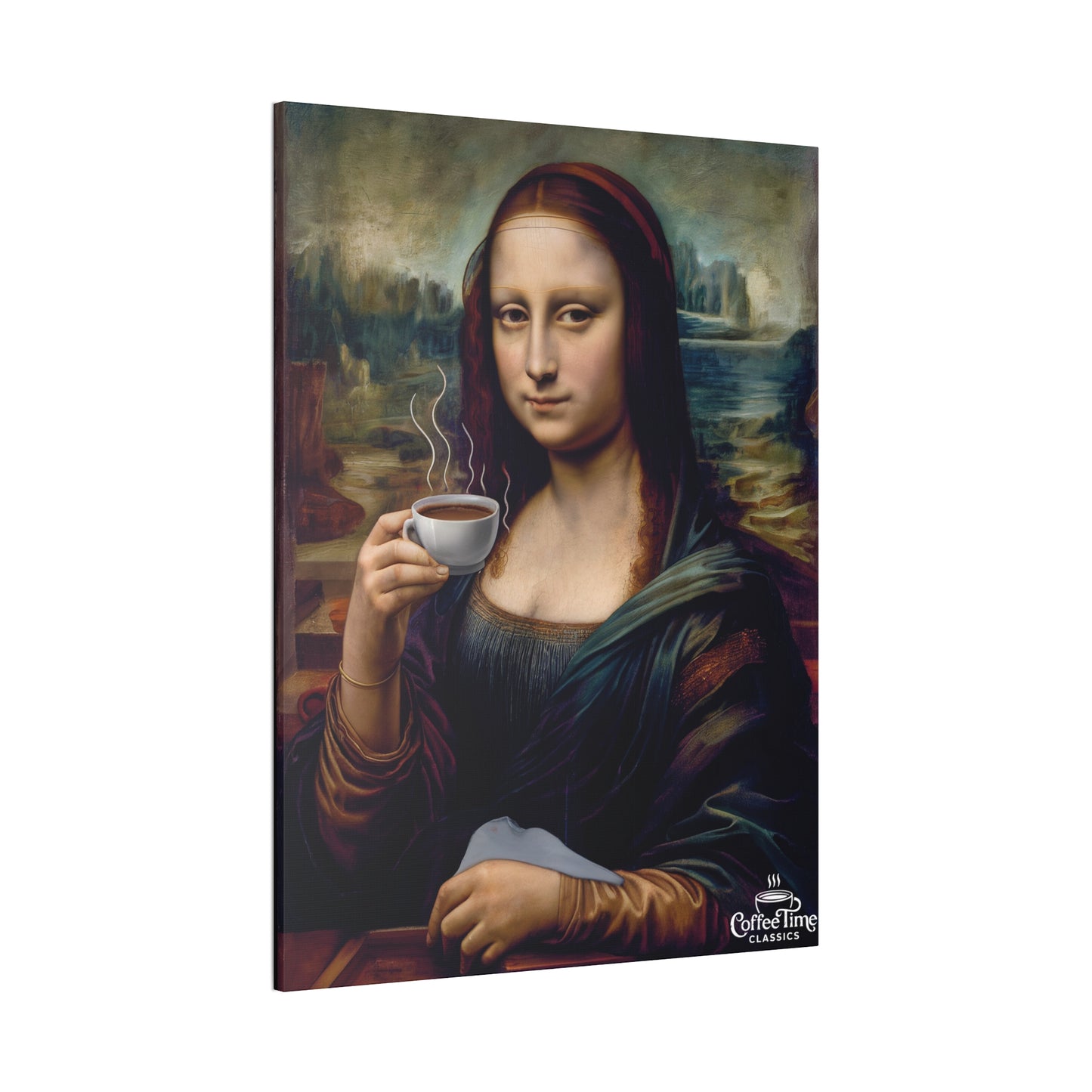 "Mona Lisa's Coffee Break" Canvas | Coffee Time Classics