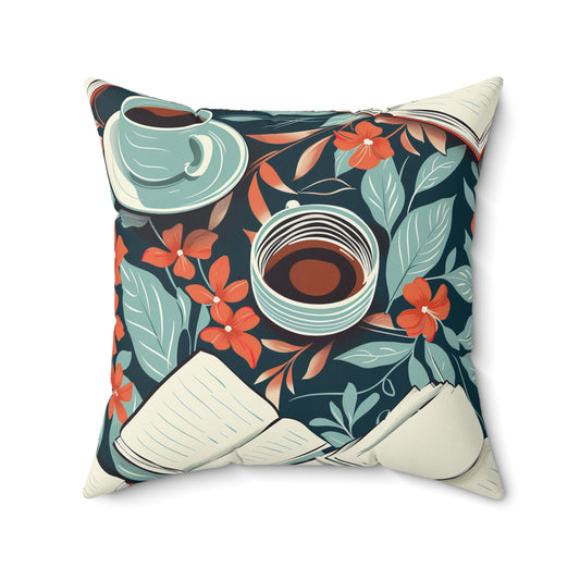 Blossom Brew Square Pillow | Coffee Time Classics - Coffee Time Classics