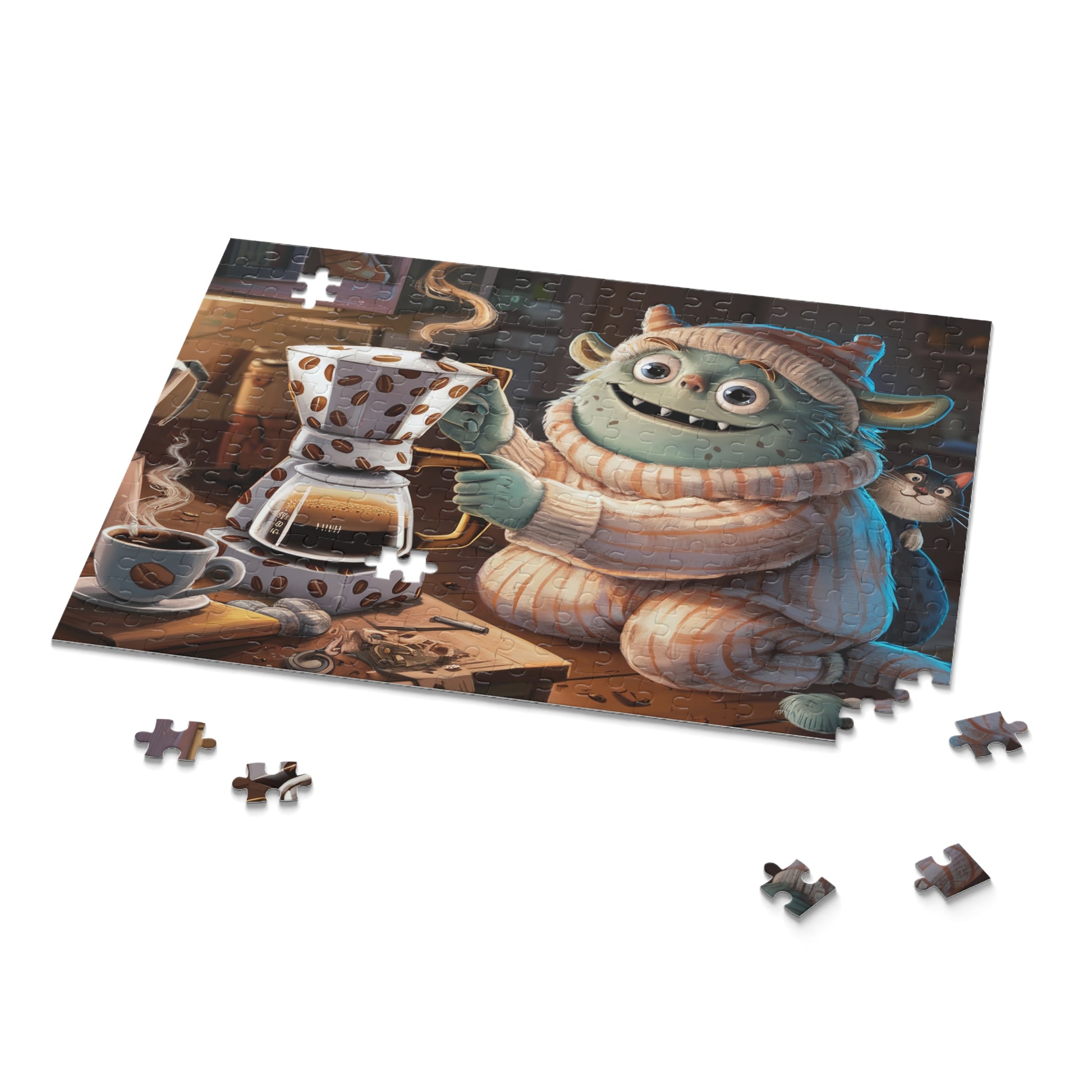 Cozy Caffeine Creature Puzzle | Coffee Time Classics (120, 252, 500-Piece) - Coffee Time Classics