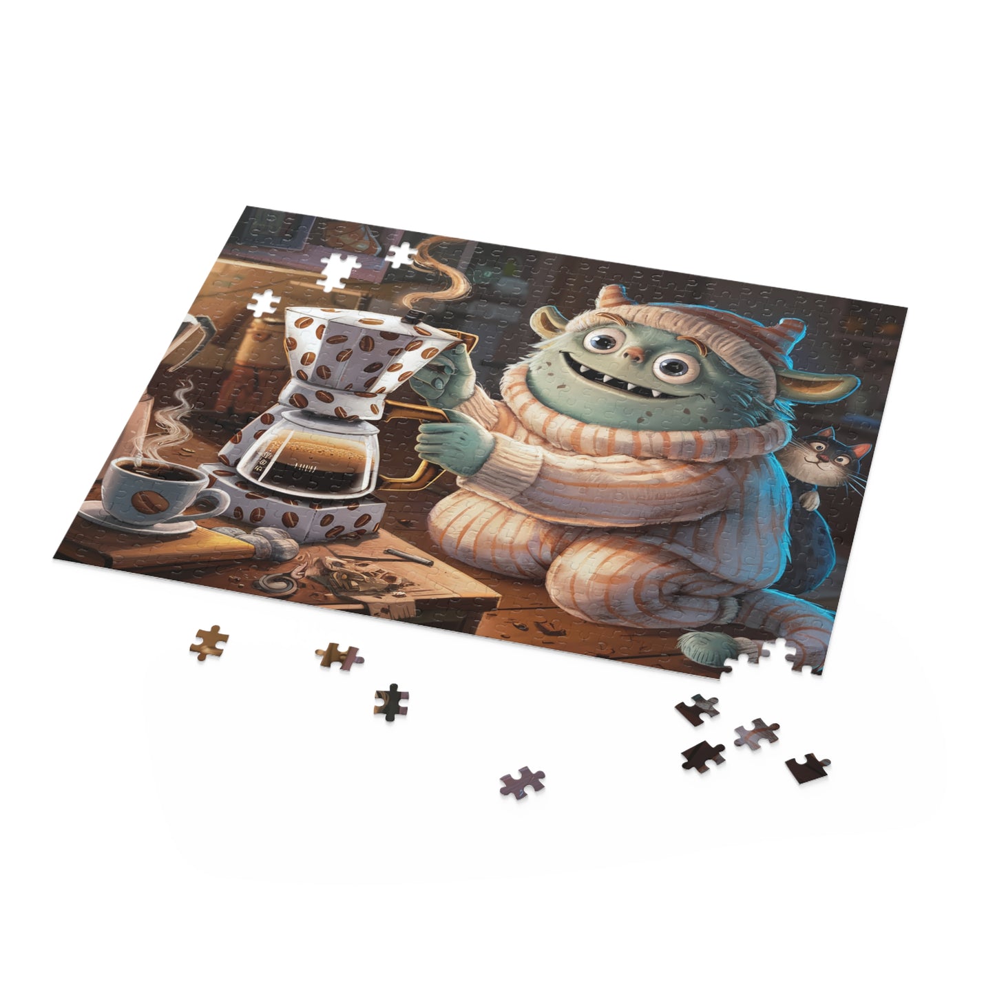 Cozy Caffeine Creature Puzzle | Coffee Time Classics (120, 252, 500-Piece) - Coffee Time Classics