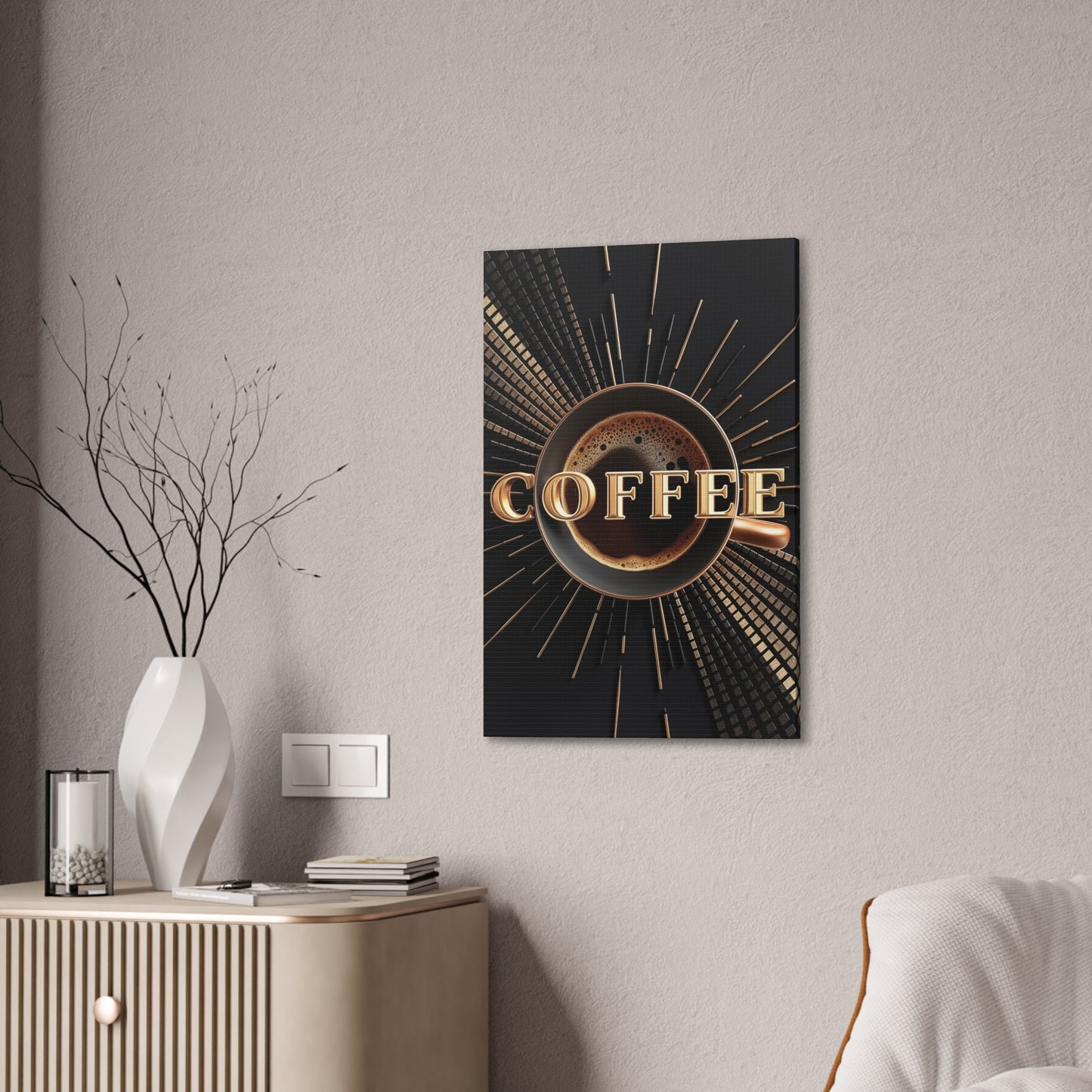 "Golden Coffee Radiance" Canvas | Coffee Time Classics