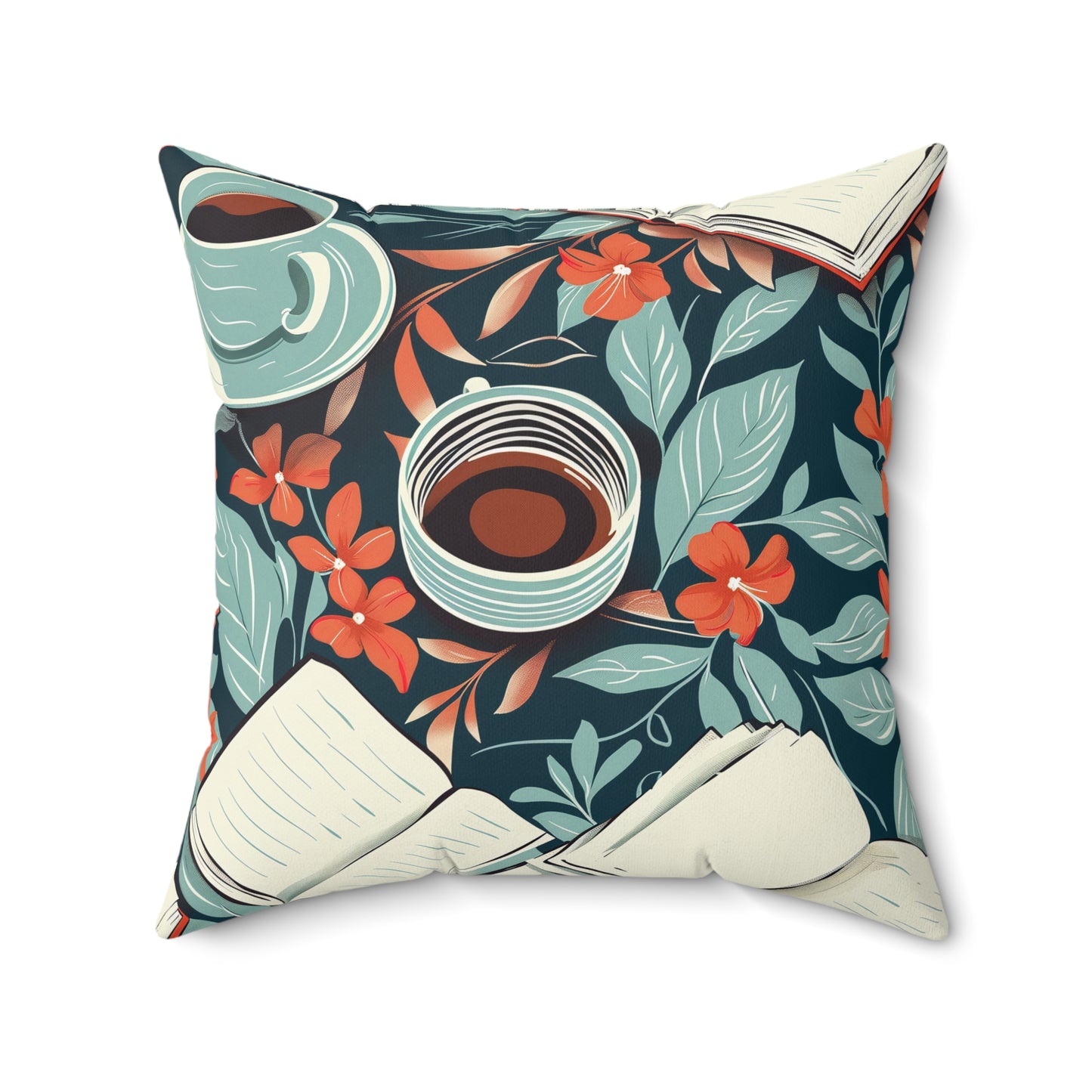 Blossom Brew Square Pillow | Coffee Time Classics - Coffee Time Classics