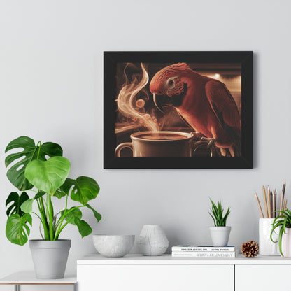 "Morning Brew Watcher" Coffee and Parrot Art Print | Coffee Time Classics - Coffee Time Classics