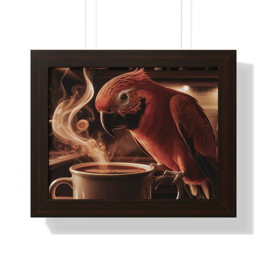 "Morning Brew Watcher" Coffee and Parrot Art Print | Coffee Time Classics - Coffee Time Classics