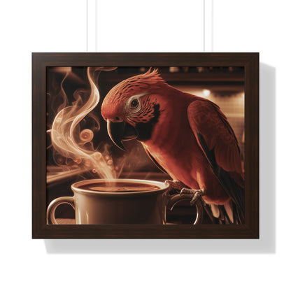 "Morning Brew Watcher" Coffee and Parrot Art Print | Coffee Time Classics - Coffee Time Classics