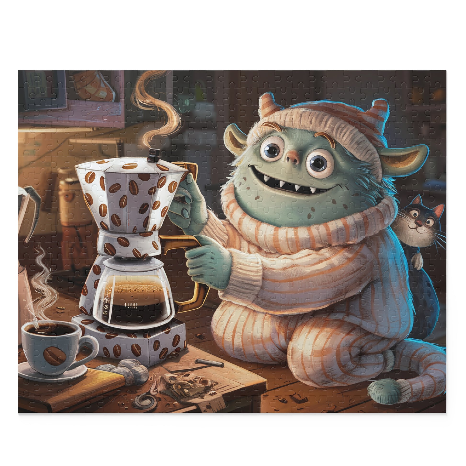 Cozy Caffeine Creature Puzzle | Coffee Time Classics (120, 252, 500-Piece) - Coffee Time Classics