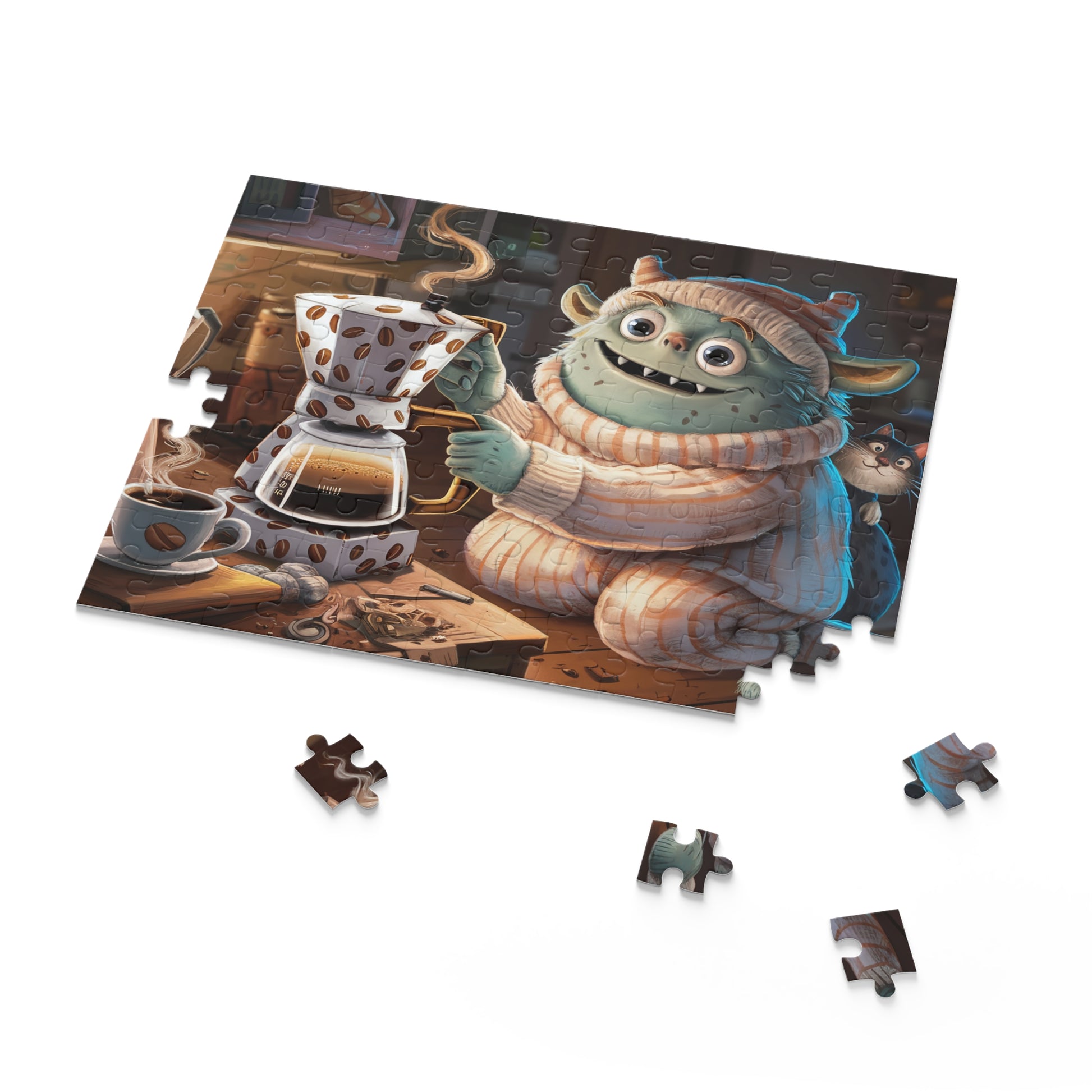 Cozy Caffeine Creature Puzzle | Coffee Time Classics (120, 252, 500-Piece) - Coffee Time Classics